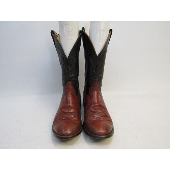 Honcho Mens Sz 8.5 E Brown Black Leather Brown Bullhide Cowboy Western Boots main image 5
